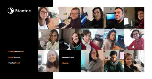 Group shot of Italy team conducting online meeting